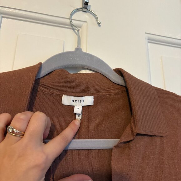 REISS Natalia Polo Knit Collar Sweater Brown - Small - Picture 6 of 6